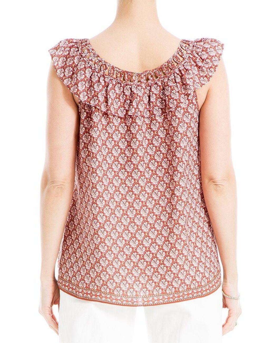 Max Studio Pink Flutter Sleeve Top