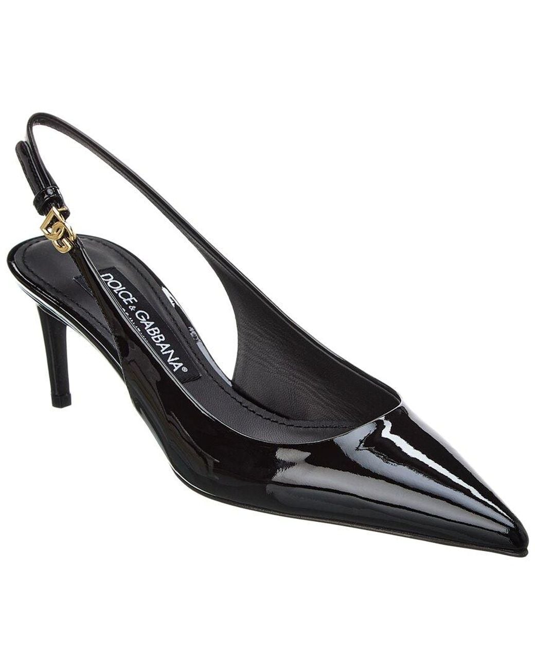 Dolce & Gabbana Black Dg Logo Leather Slingback Pump