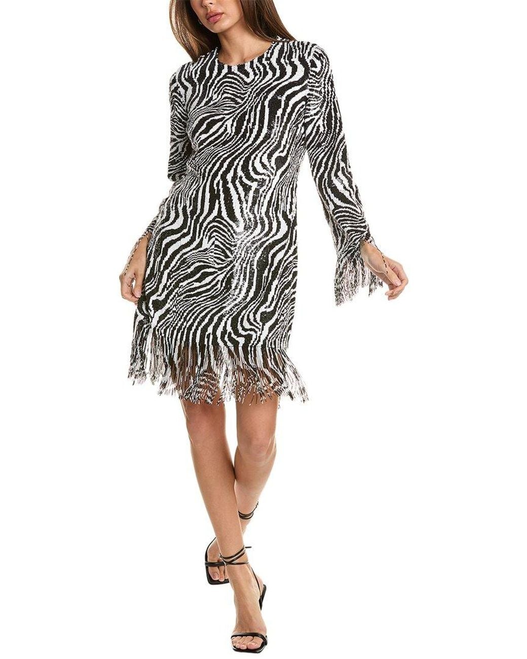 Michael Kors White Sequin Fringe Shift Dress