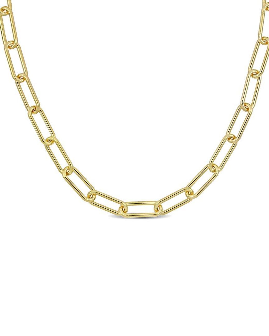 Italian Silver Metallic 18k Over Paperclip Chain Necklace