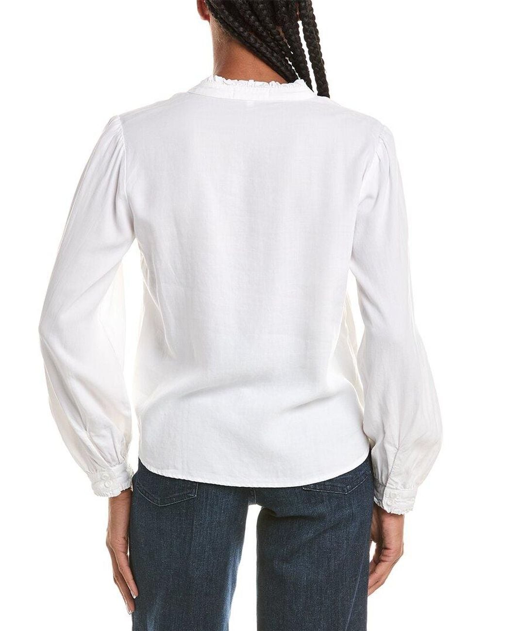 Bella Dahl White Ruffle Placket Blouse