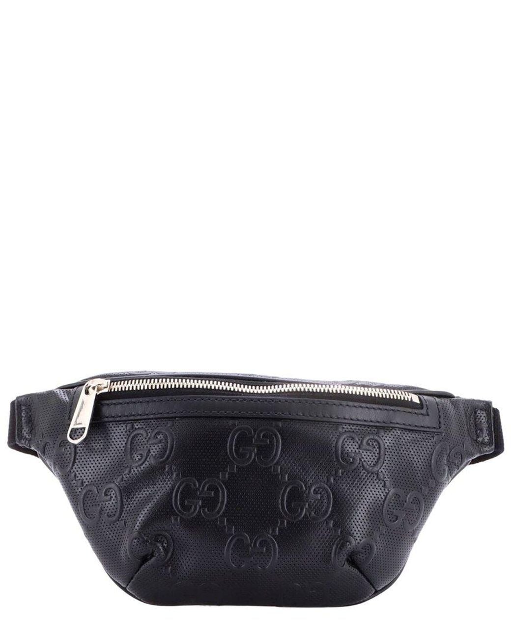 Gucci Blue Gg Embossed Perforated Leather Belt Bag Small (Authentic Pre- Loved)