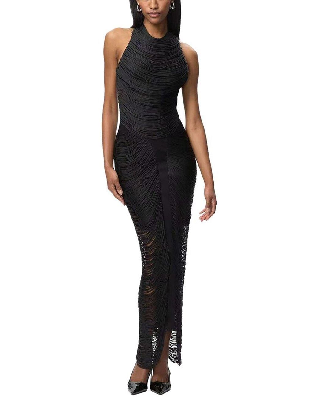 Dilireba Black Sleeveless Solid Maxi Dress