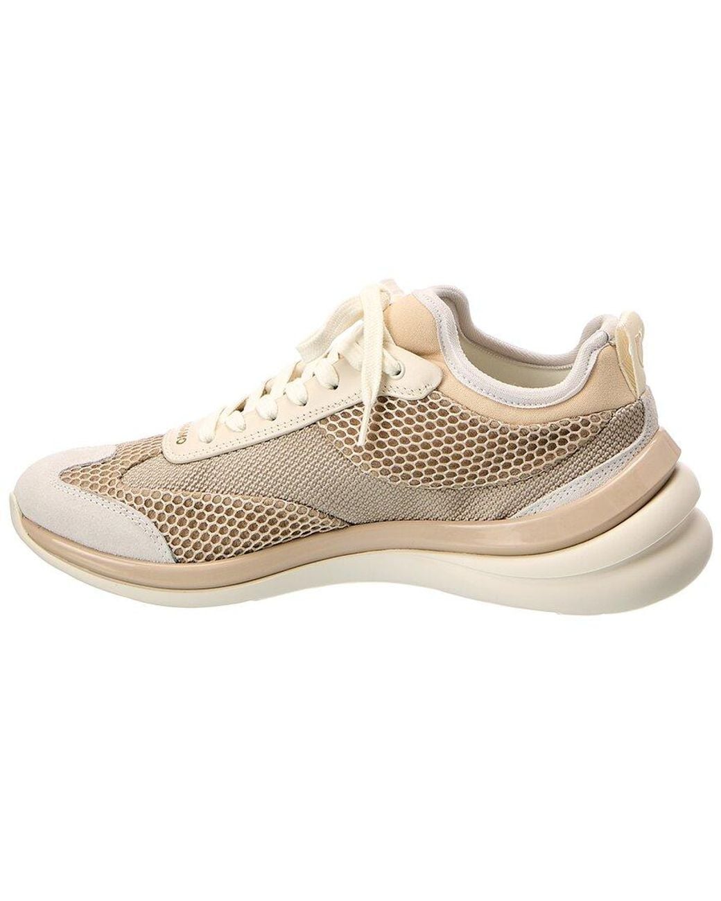 Ferragamo Natural Leather & Mesh Sneaker