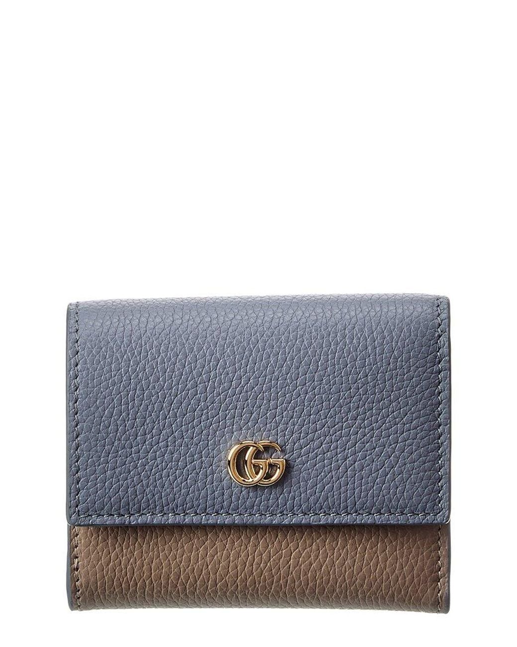 Gucci Blue Gg Marmont Leather Card Holder