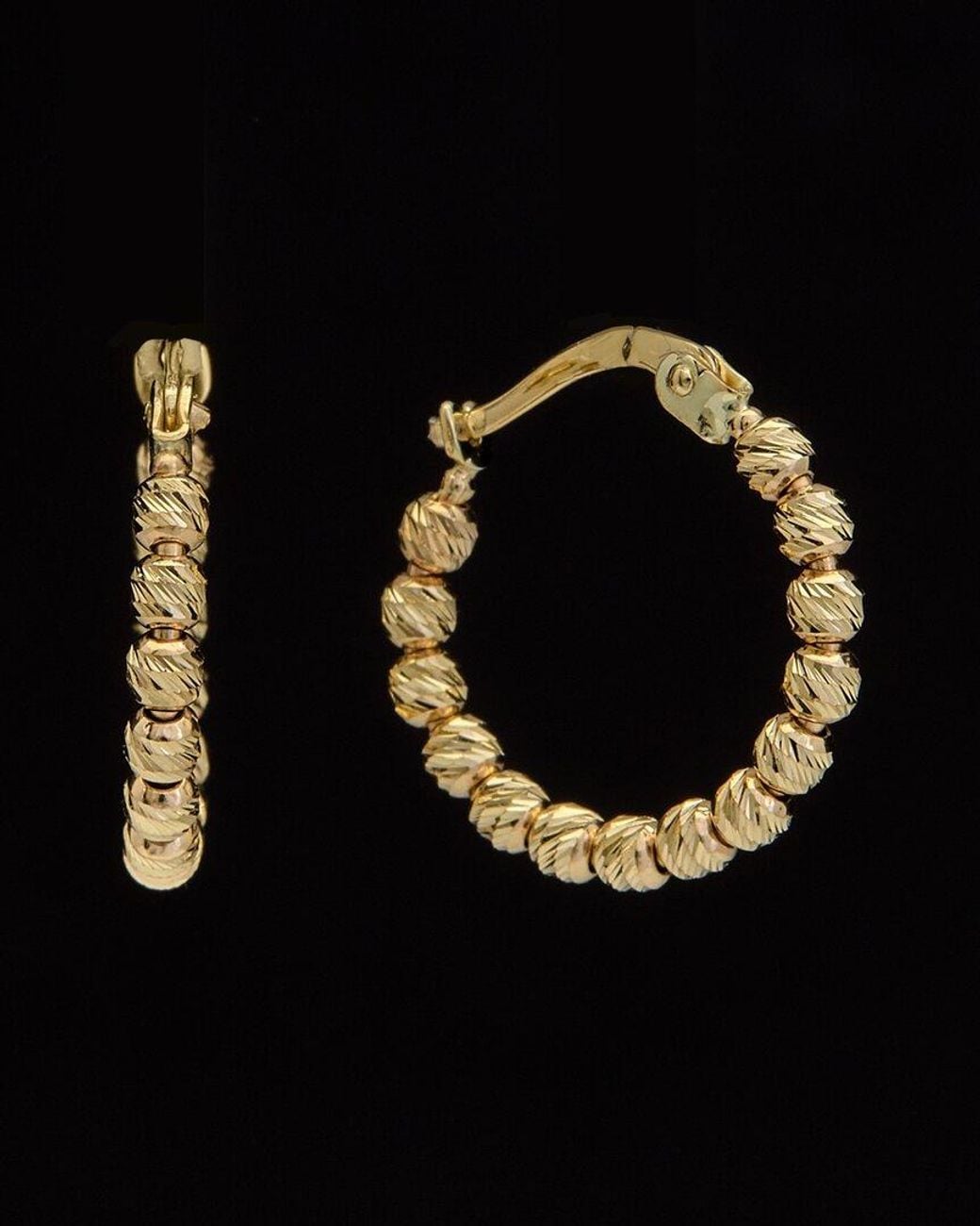 Italian Gold Black 14k Bead Hoops