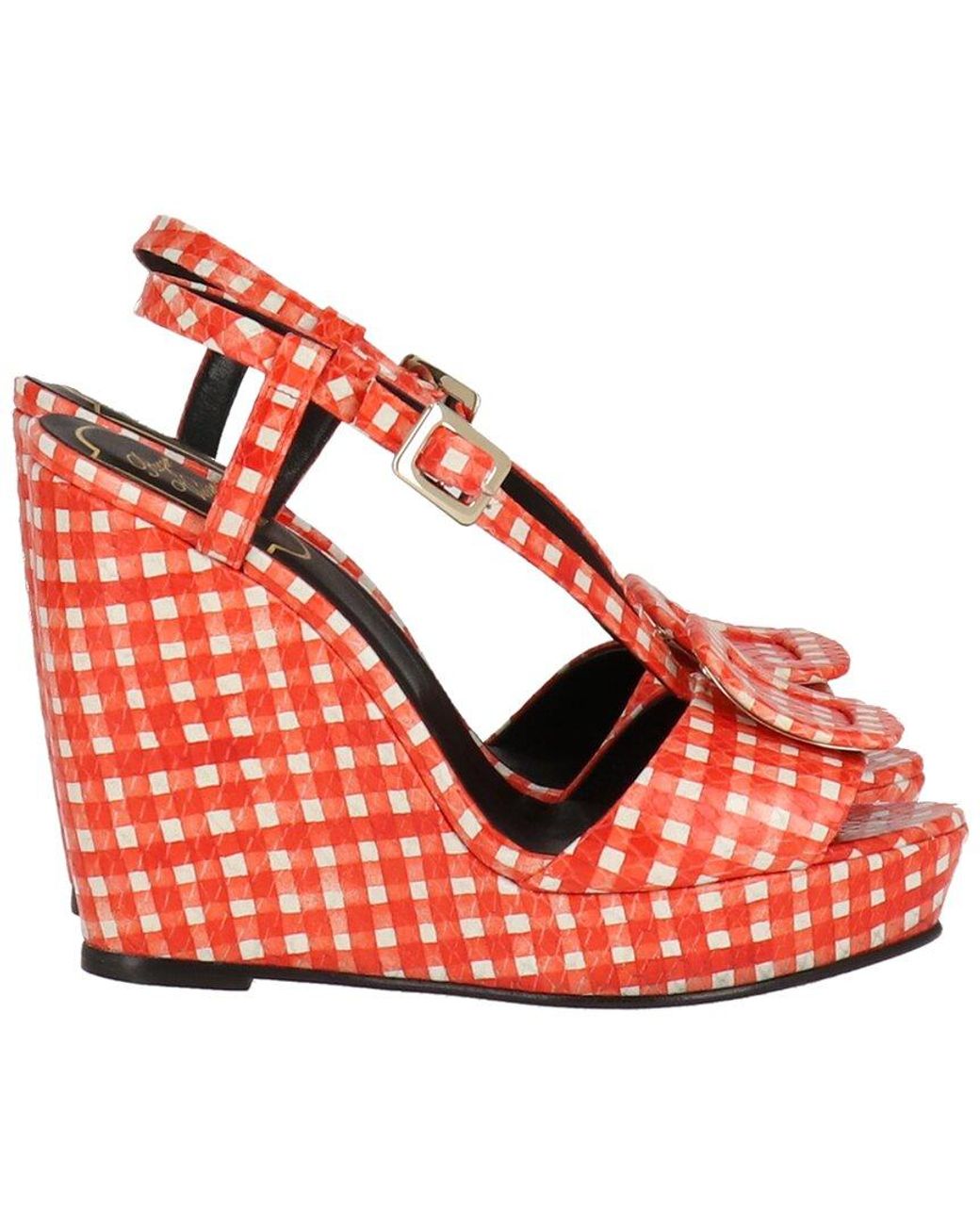 Roger Vivier Red Leather Wedge Sandal