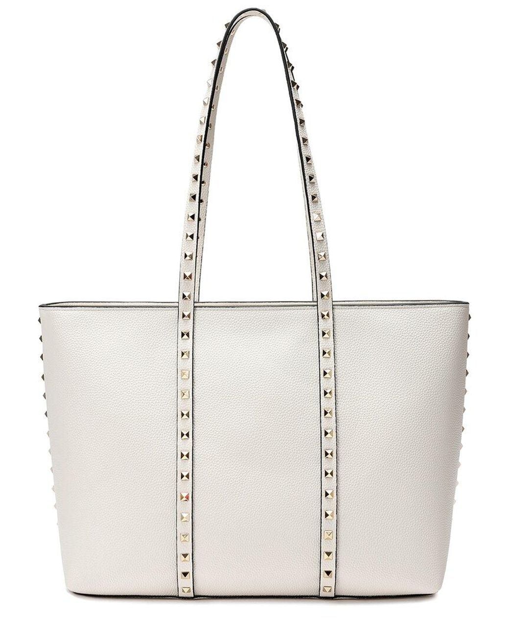 Tiffany & Fred Paris White Studded Leather Tote