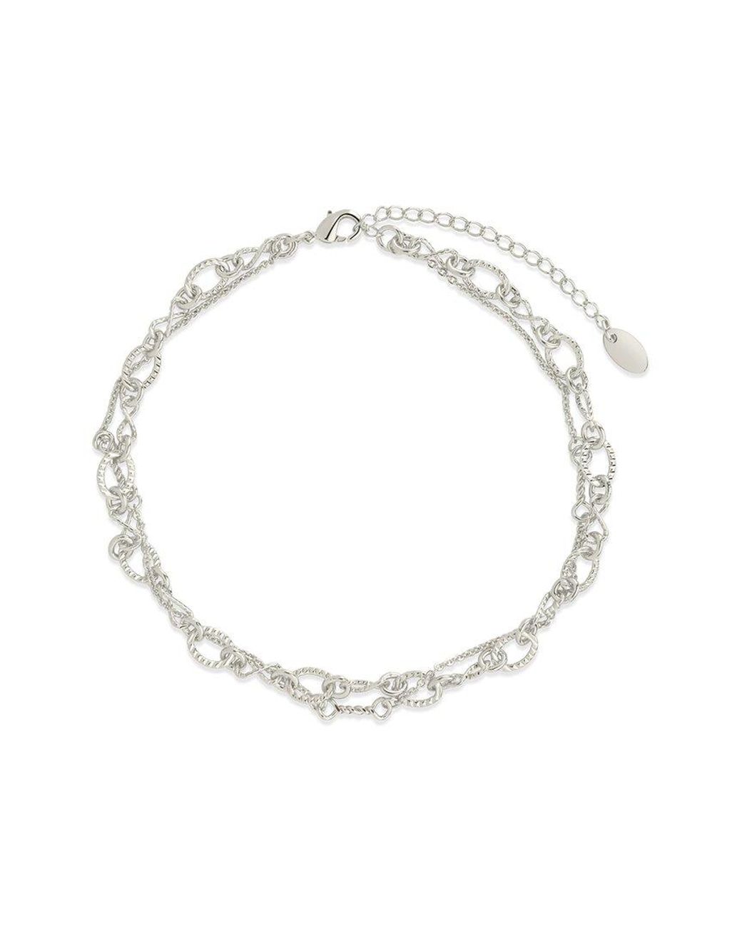 Sterling Forever White Radella Layered Chain Ankle Bracelet