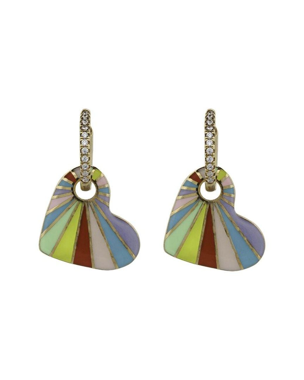 Ebru Jewelry Green Love Hoop Earrings