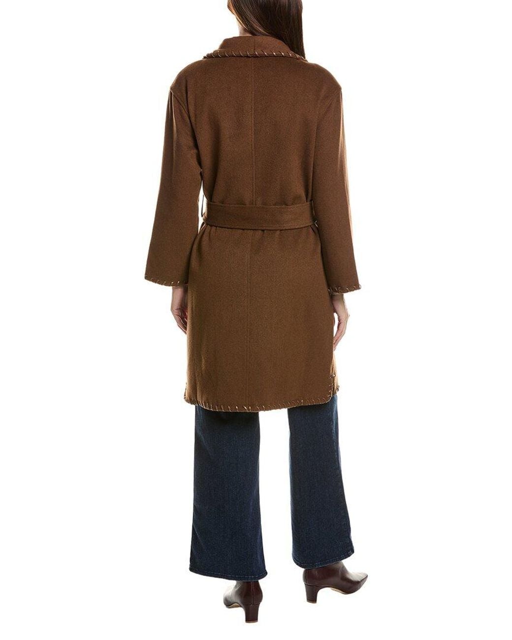 Pascale La Mode Brown Trench Wool-Blend Long Coat