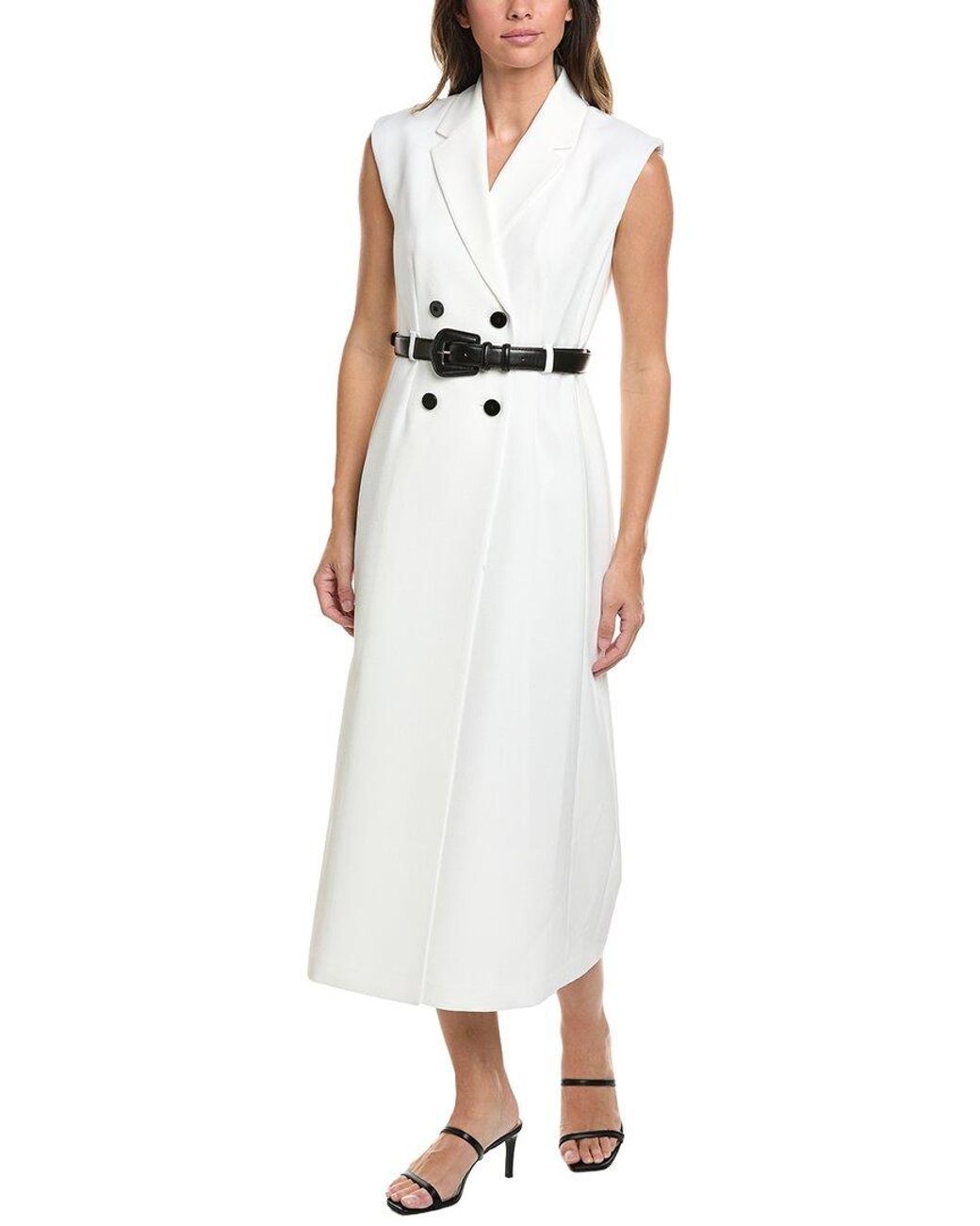 Kenneth Cole White Midi Trench Dress