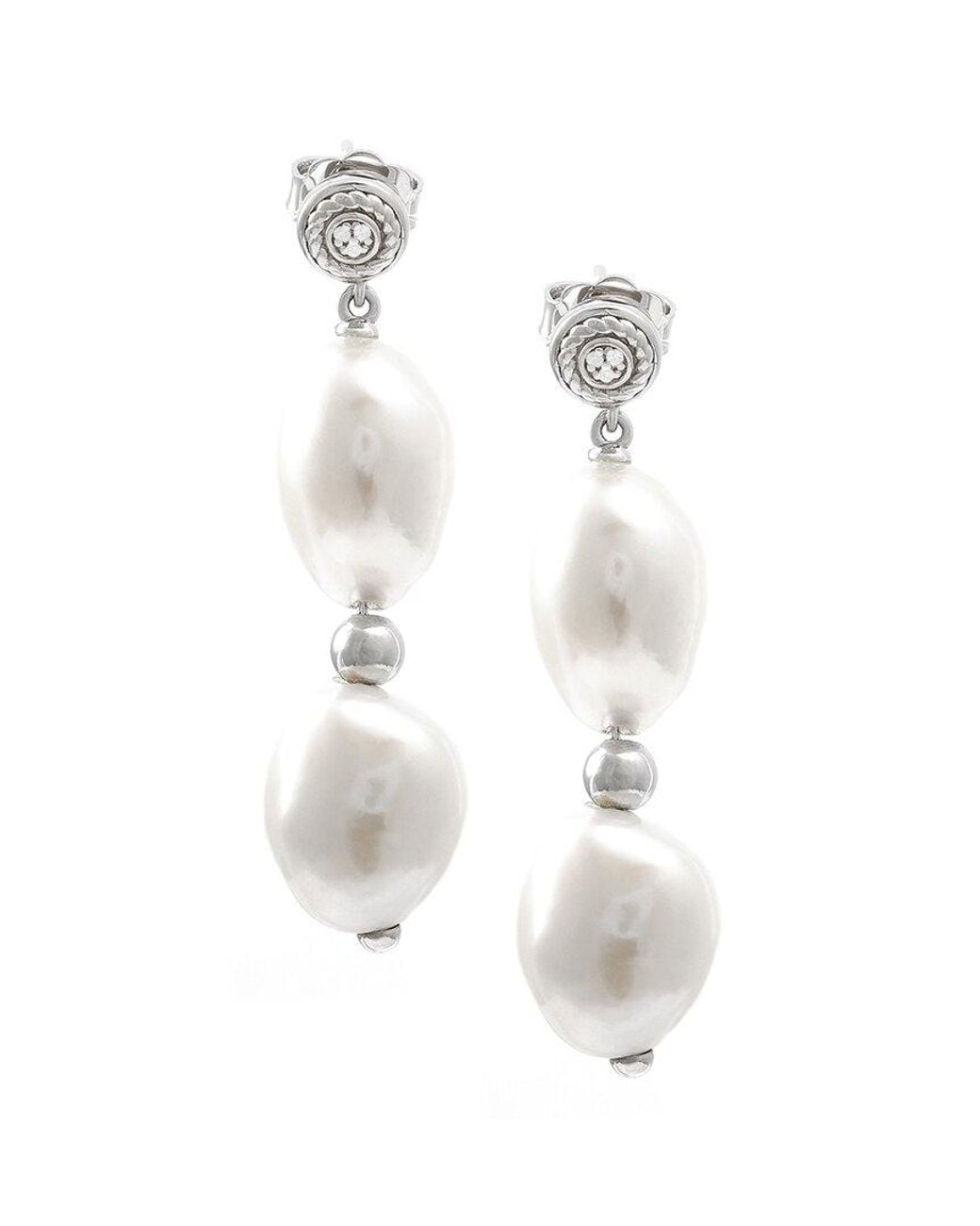 Pearls White 0.02 Ct. Tw. Diamond & 9-10Mm Pearl Earrings