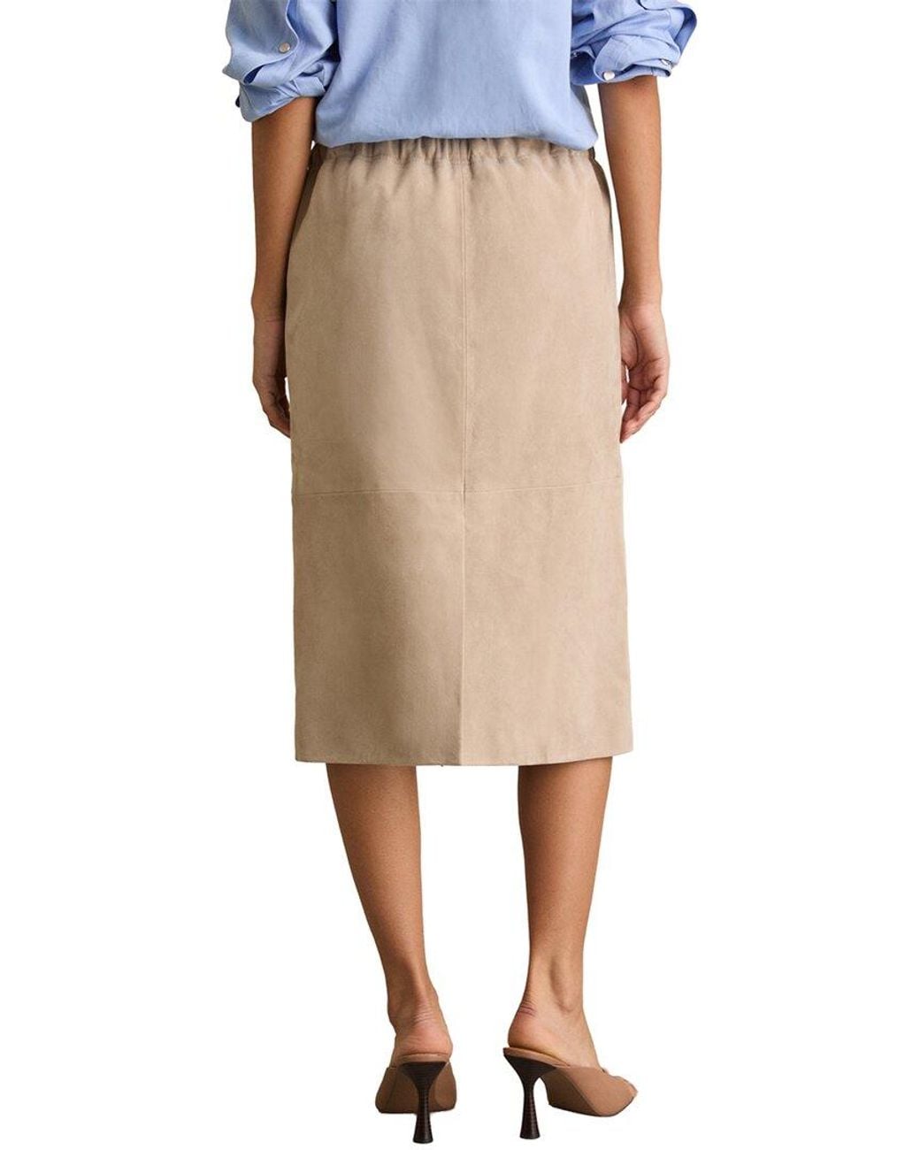 Reiss Natural Meagan Drawstring Leather Mini Skirt