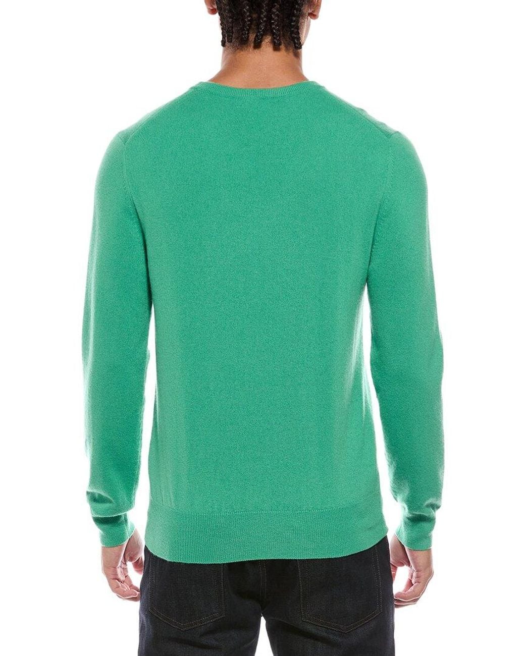 N.Peal Cashmere Green Oxford 100% Cashmere Crewneck Sweater for men