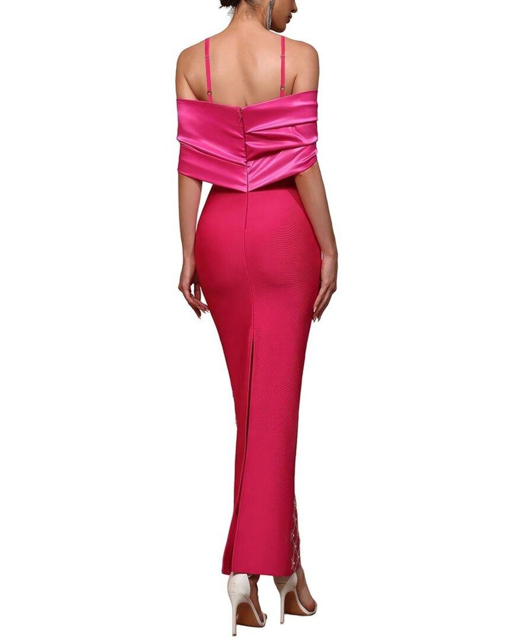 Dilireba Pink Off Shoulder Print Maxi Dress