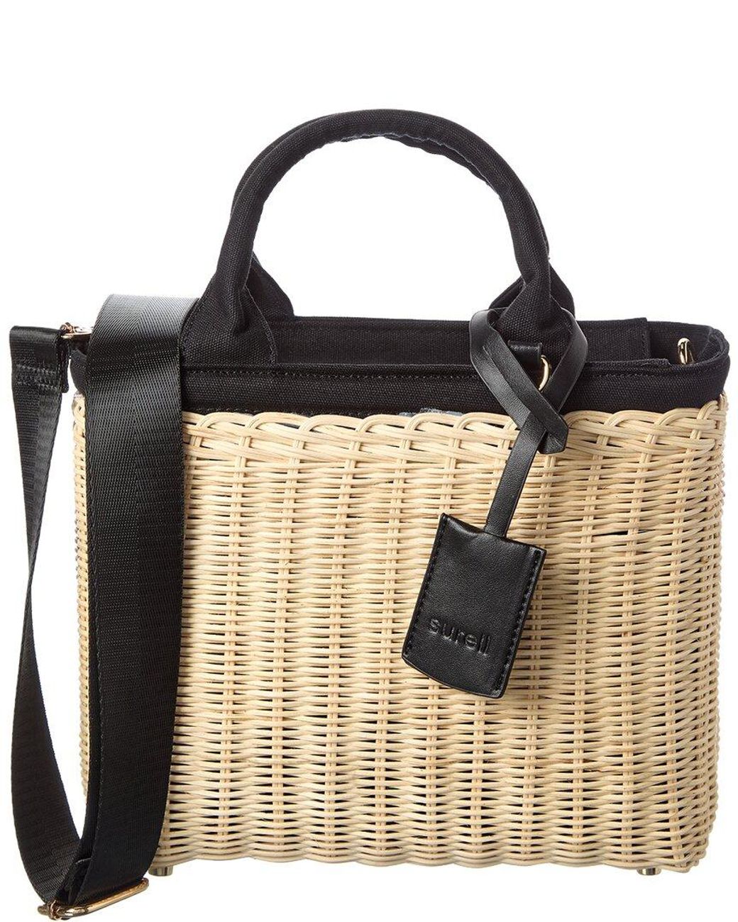 Surell Black Accessories Picnic Straw Crossbody