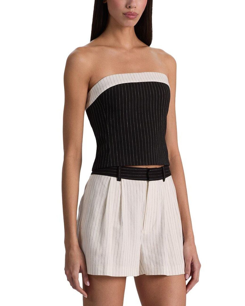 Alice + Olivia Black Kelly Strapless Crop Top