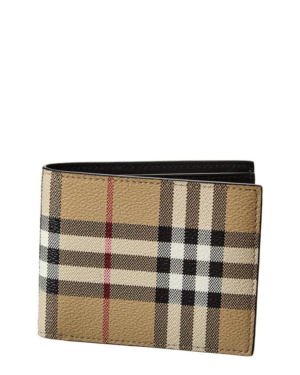 trolley bus Forhøre kort Burberry Check E-canvas Bifold Wallet in Natural for Men | Lyst