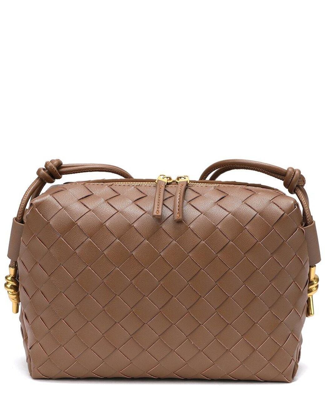 Tiffany & Fred Paris Brown Large Hand-Woven Leather Crossbody