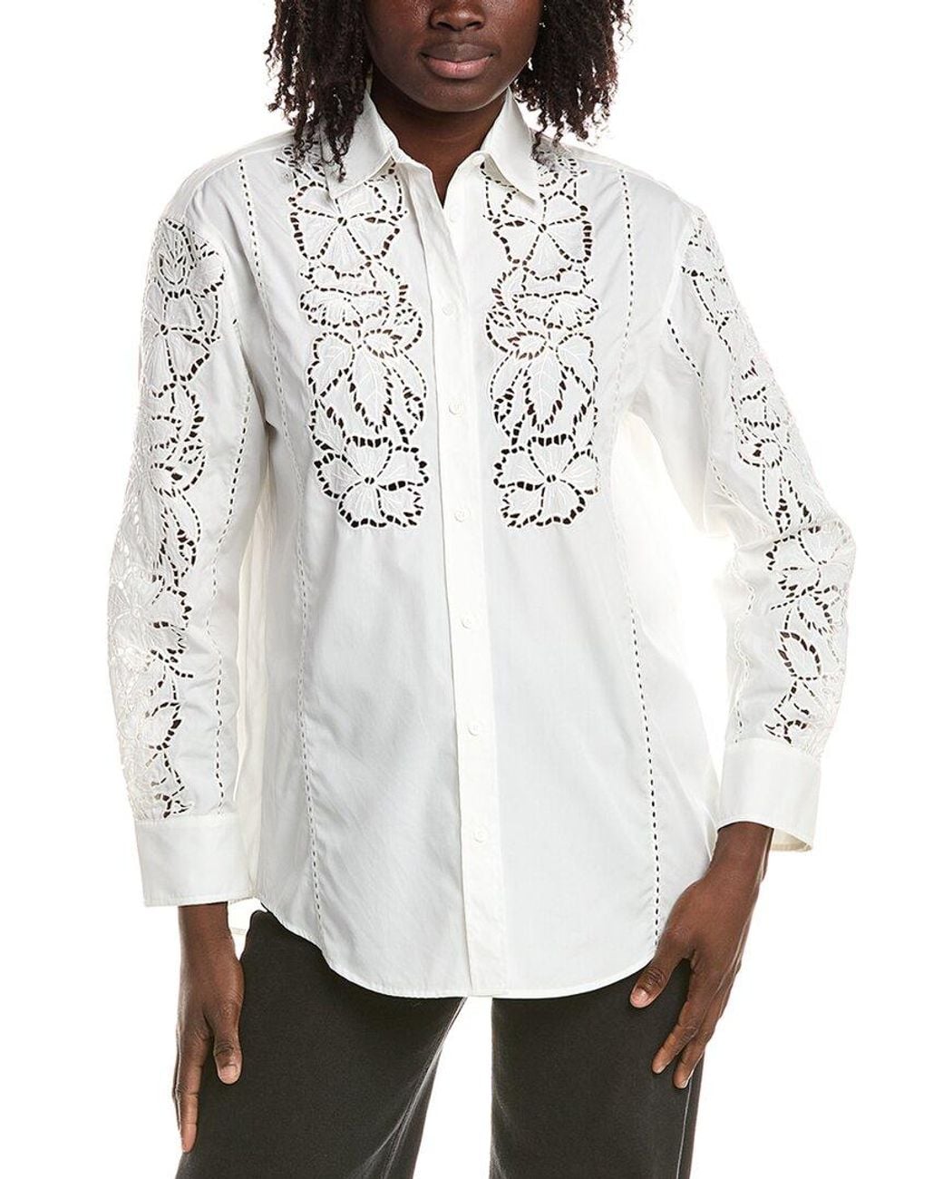 Max Mara White Weekend Elmi Lace Work Blouse