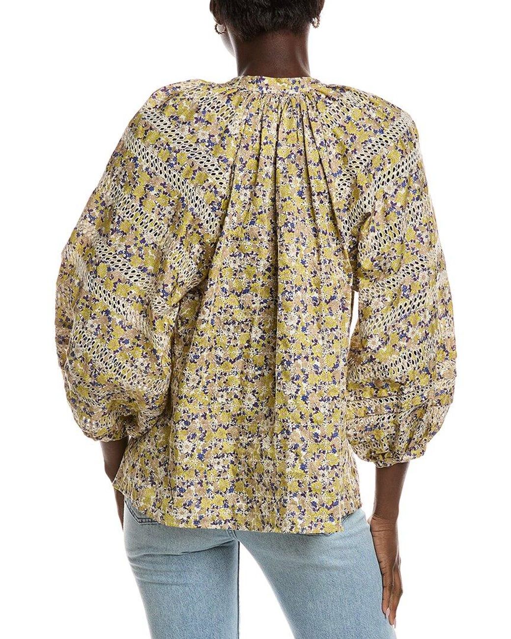 Maje Yellow Embroidered Top