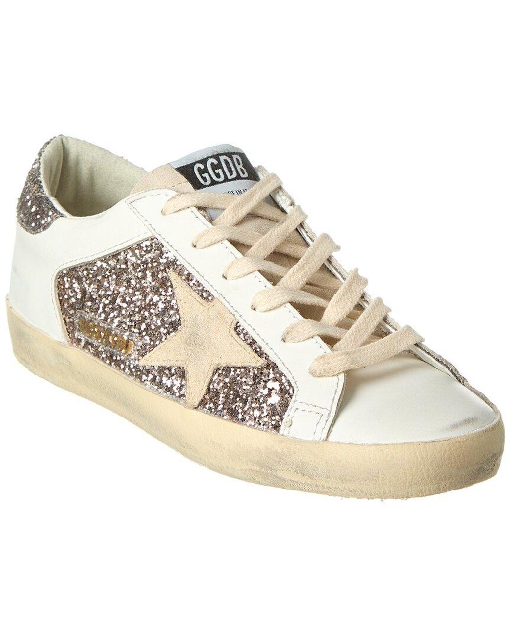 Golden Goose Superstar Leather Glitter Sneaker in Metallic Lyst