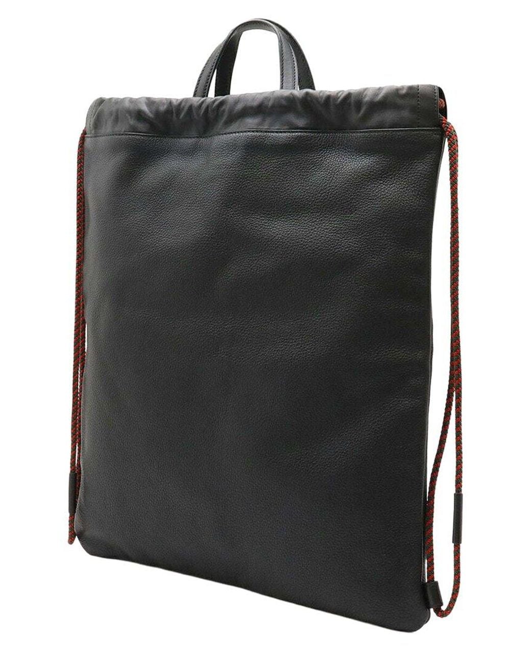Gucci Black Calfskin Drawstring Backpack (authentic Pre-loved)