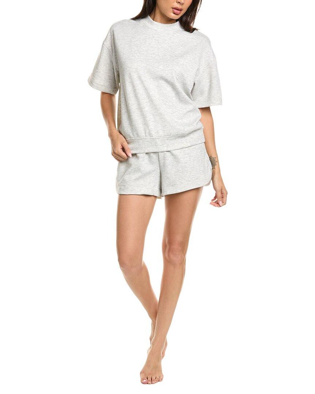 Marion White 2Pc Banded T-Shirt & Short Set