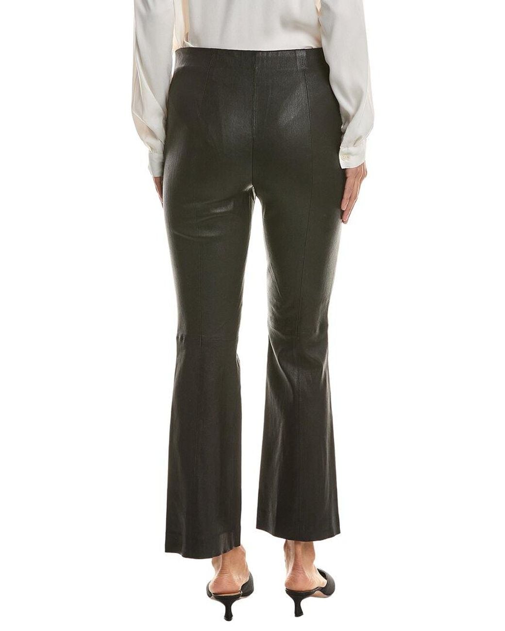 Vince Green Cropped Flare Stretch Leather Pant