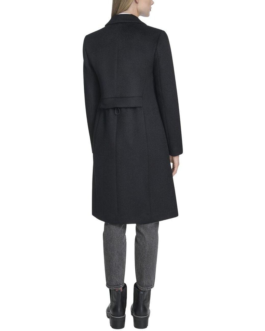 Cole Haan Black Slick Wool-blend Coat