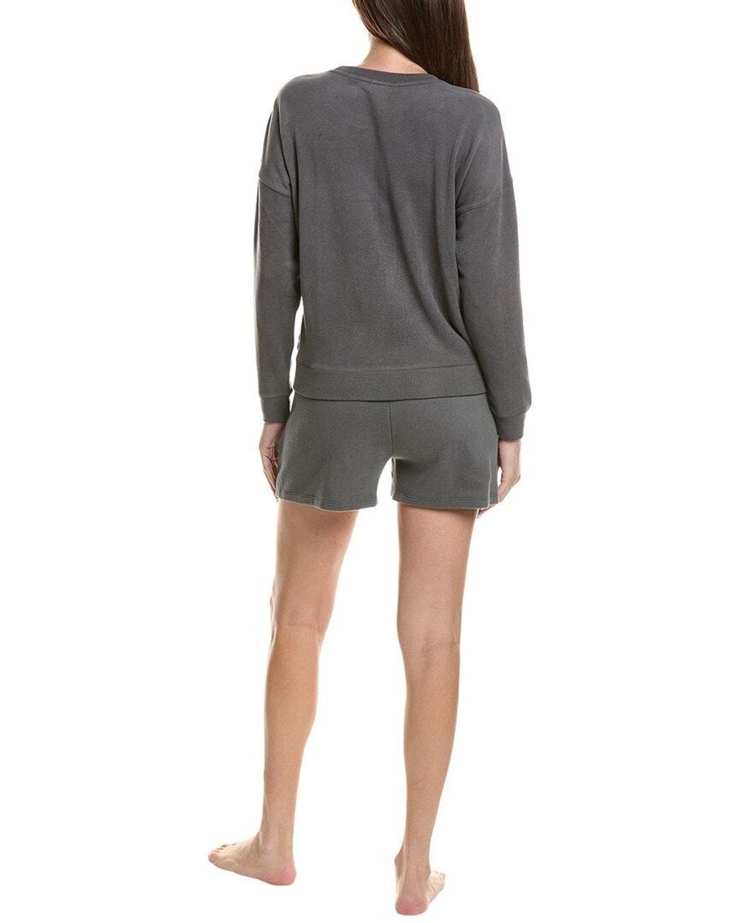 Barefoot Dreams Gray 2Pc Brushed Fleece Top & Short Set