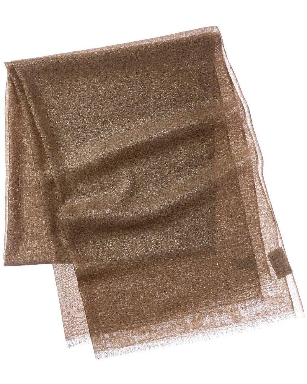 Brunello Cucinelli Brown Cashmere & Silk-Blend Scarf