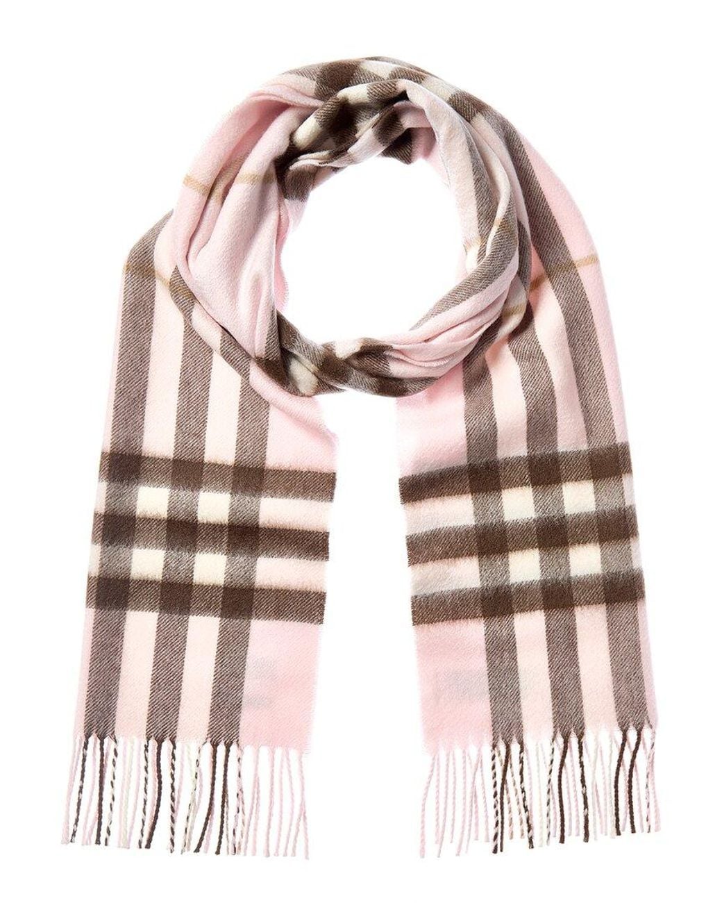 Burberry Pink Check Cashmere Scarf