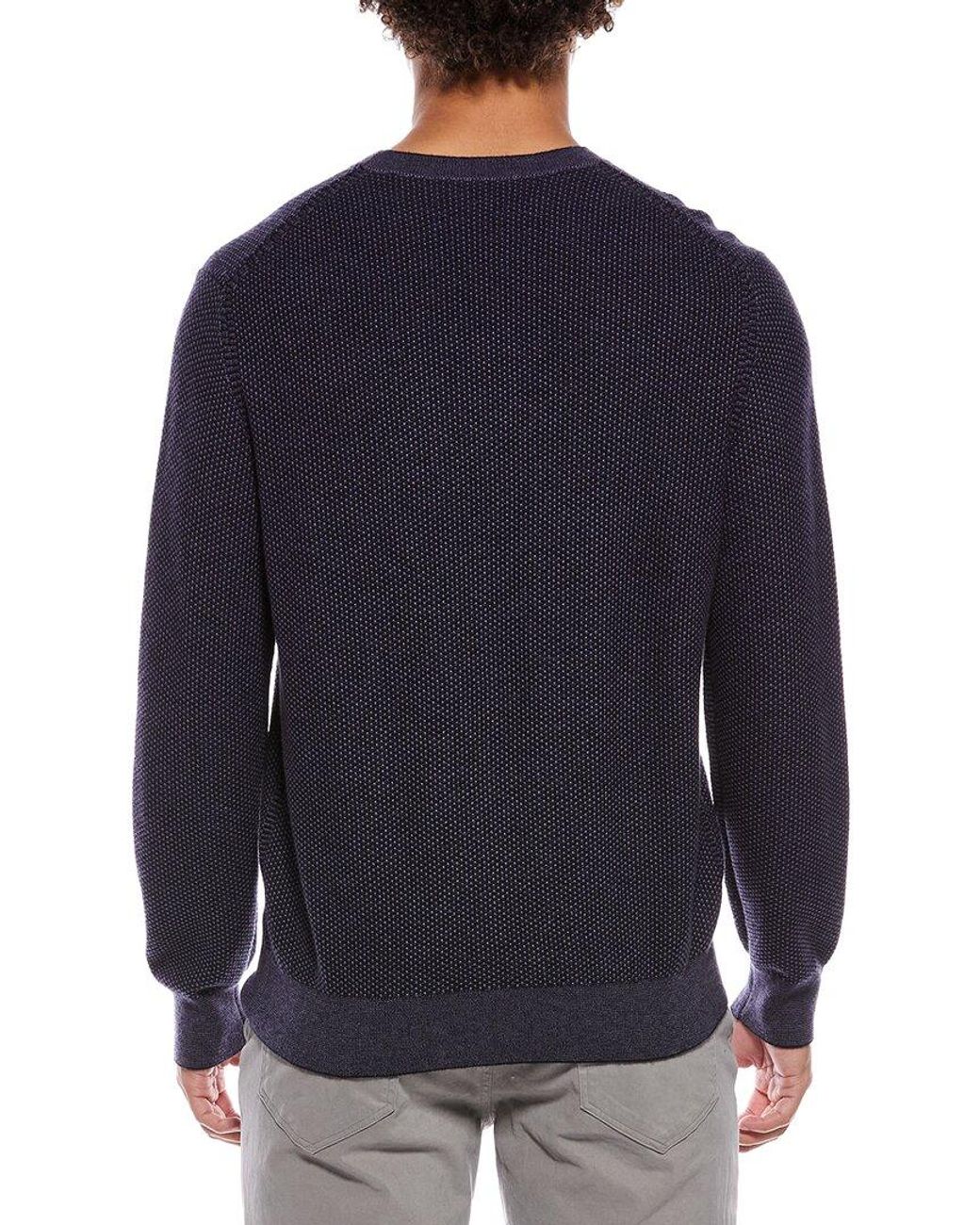 Vince Blue Geo Jacquard Wool & Cashmere Crewneck Sweatshirt for men