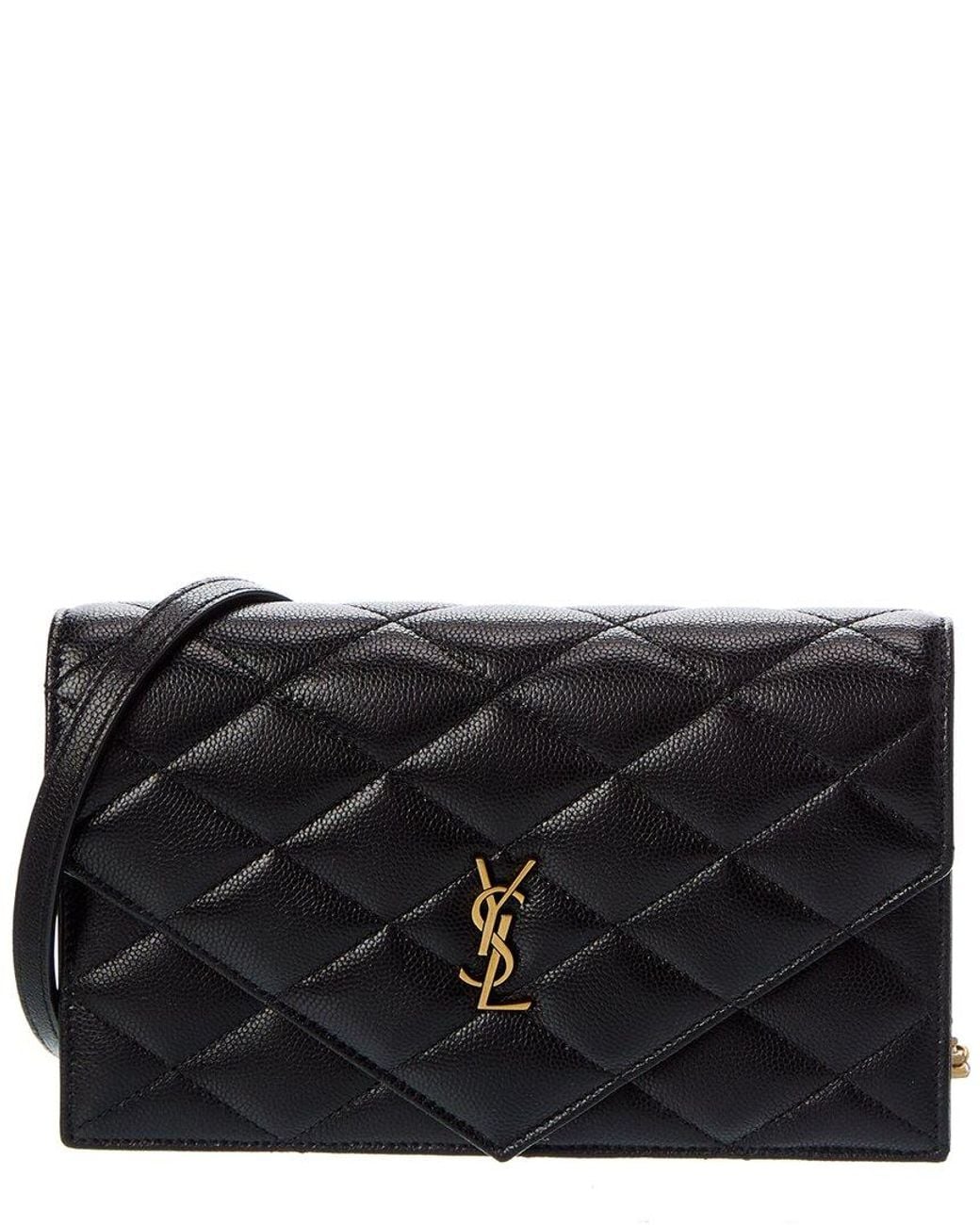 Saint Laurent Black Paris Leather Wallet On Chain