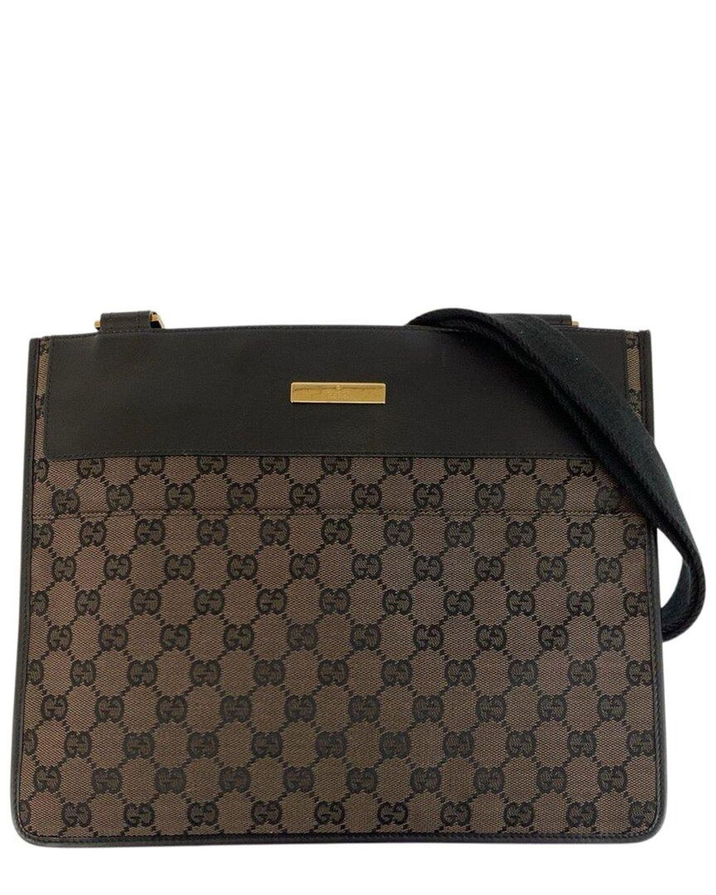 Gucci Black Brown GG Canvas & Leather Shoulder Bag (authentic Pre-loved)