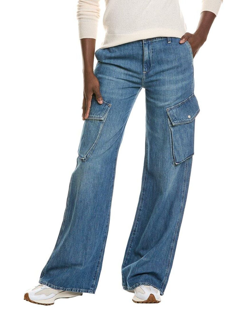 7 For All Mankind Blue Cargo Lotta Linen-Blend Jean