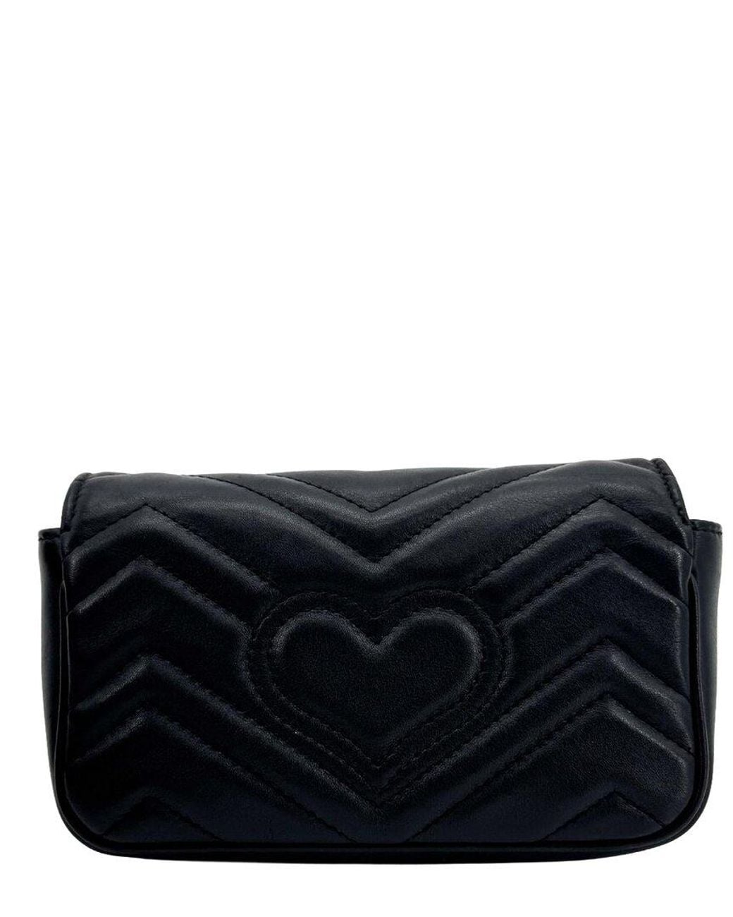 Gucci Black Leather Gg Marmont Super Mini Crossbody (Authentic Pre-Loved)