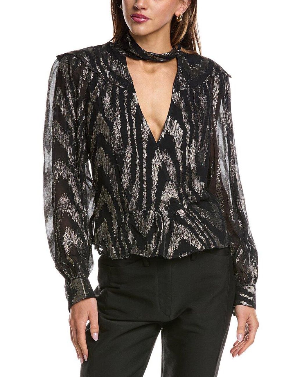 IRO Black Lila Silk-Blend Top
