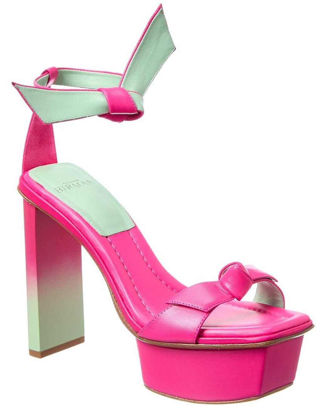 Alexandre Birman Pink Clarita Pillar Leather Platform Sandal