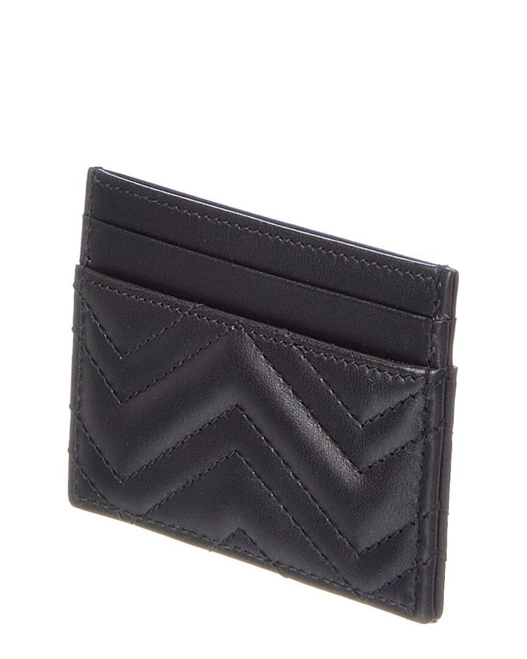 Gucci Black Gg Marmont Leather Card Case