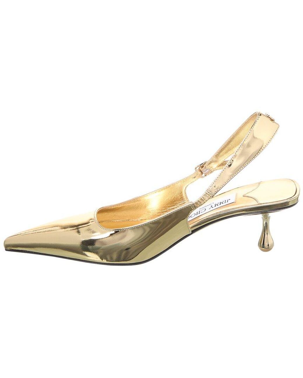 Jimmy Choo Metallic Amel 50 Leather Slingback Pump