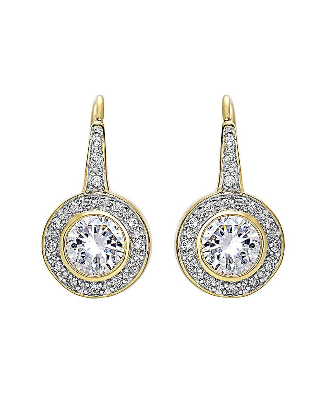 Genevive Jewelry Metallic 14k Over Silver Cz Drop Earrings