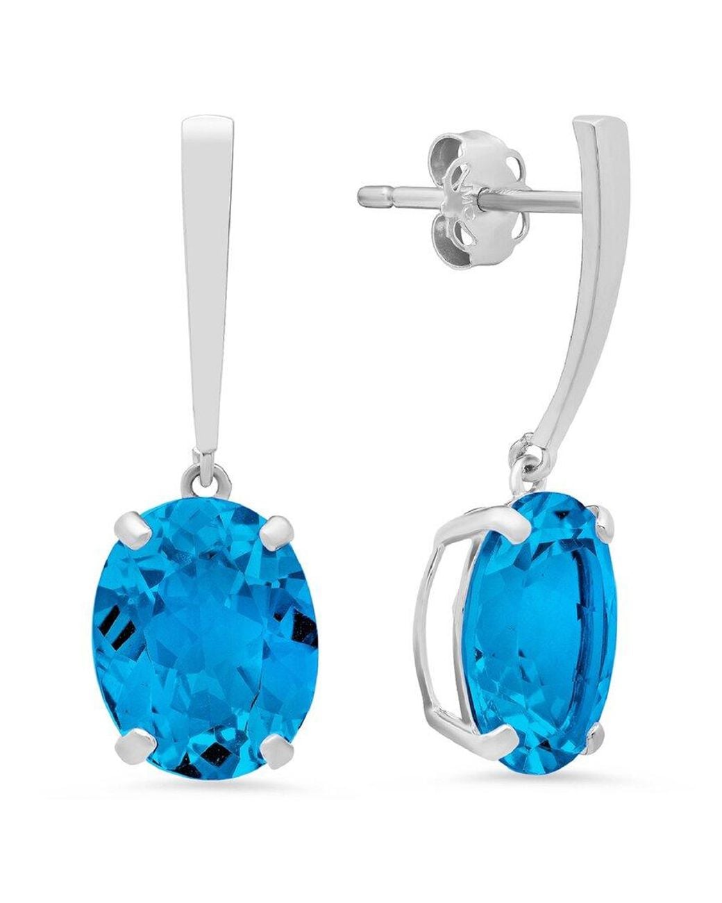 MaxColor 14k 5.20 Ct. Tw. Blue Topaz Drop Earrings