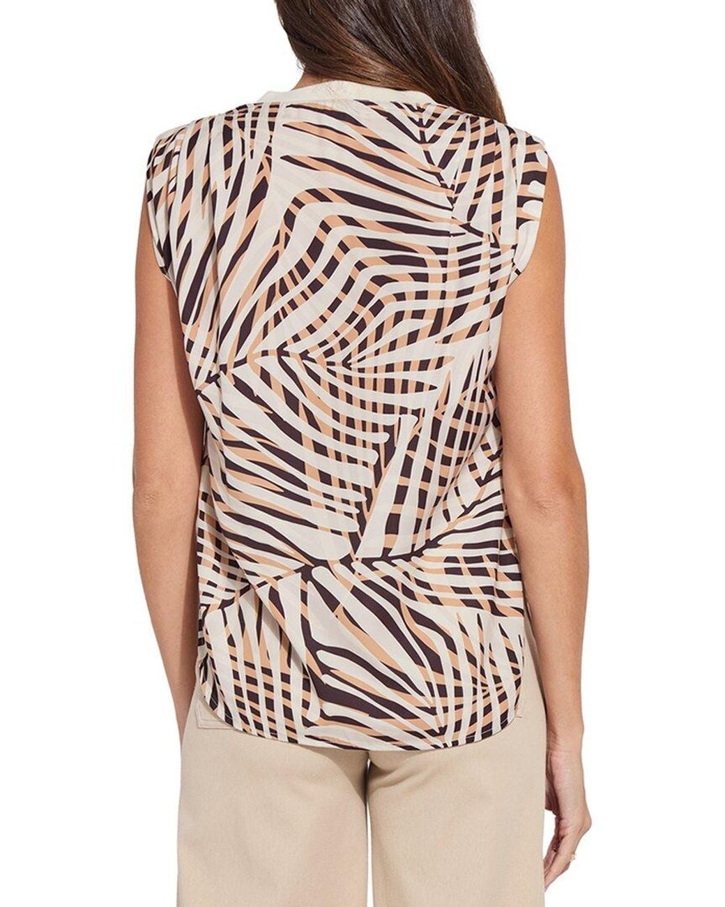 Lyssé Multicolor Aura Rib Trim Printed Top