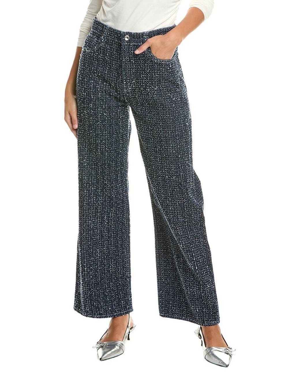 Rag & Bone Blue Lori High-Rise Full Length Wide Leg Pant