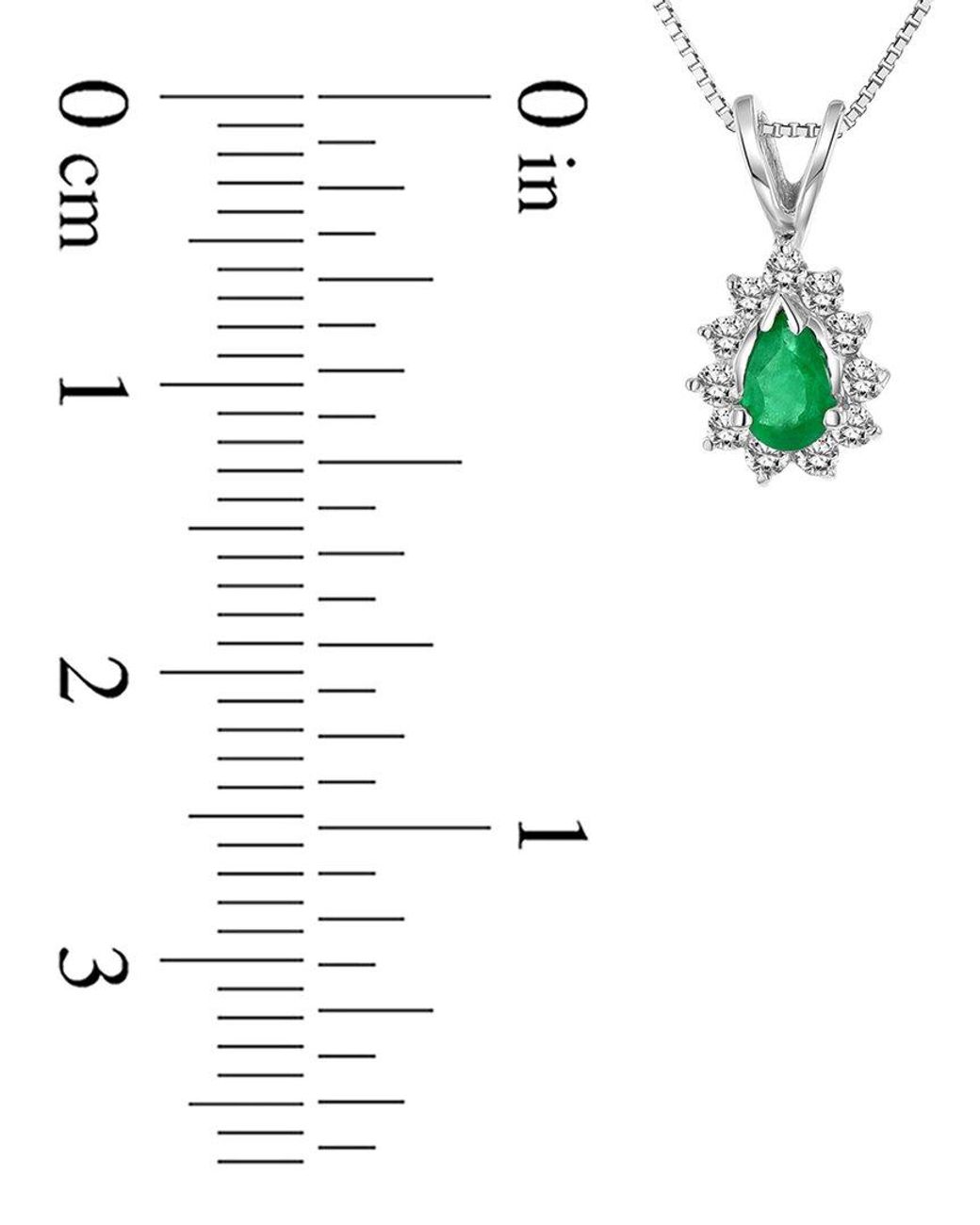 LEVARON Metallic 14K 0.35 Ct. Tw. Diamond & Emerald Pendant