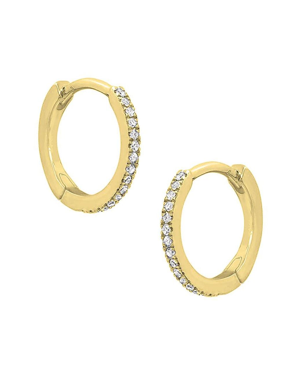 Savvy Cie Metallic 18k Over Silver Cz Hoops