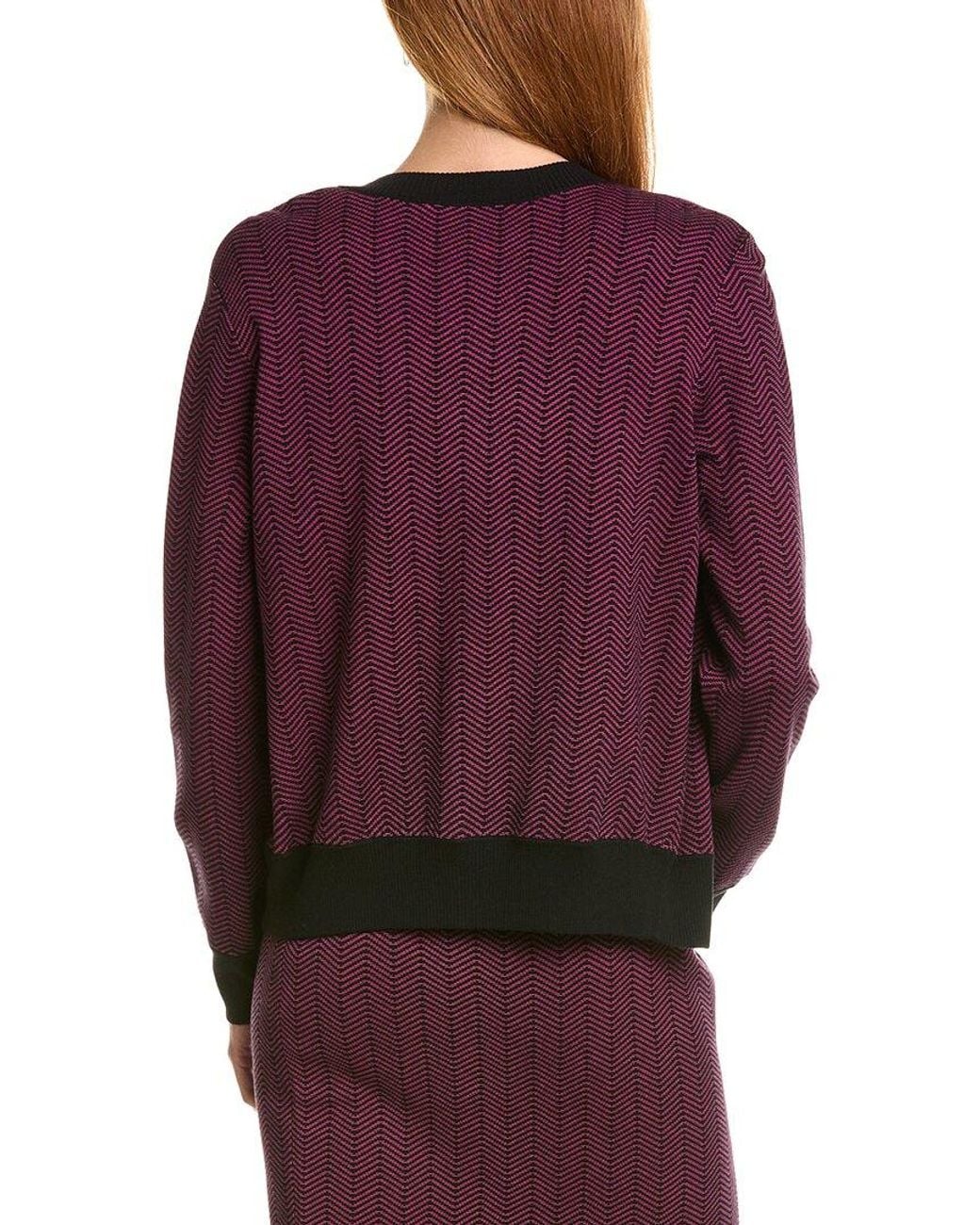St. John Red Herringbone Tweed Knit Bomber Jacket